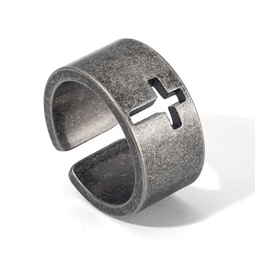 Simple Vintage Hollow Cross Stainless Steel Open Finger Christian Ring - Religious Fashion Jewellery  - The Jewellery Supermarket